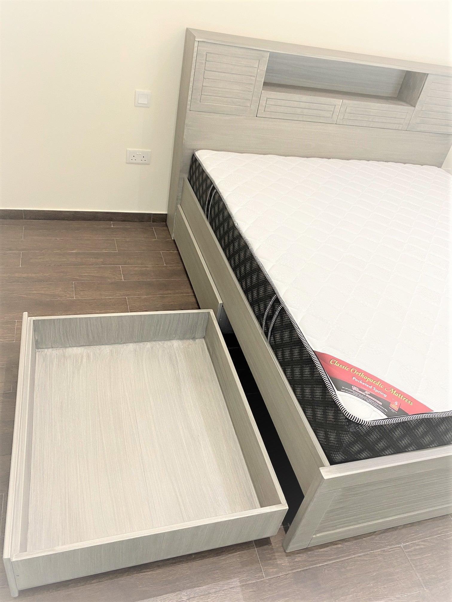 Second hand double on sale bed with storage